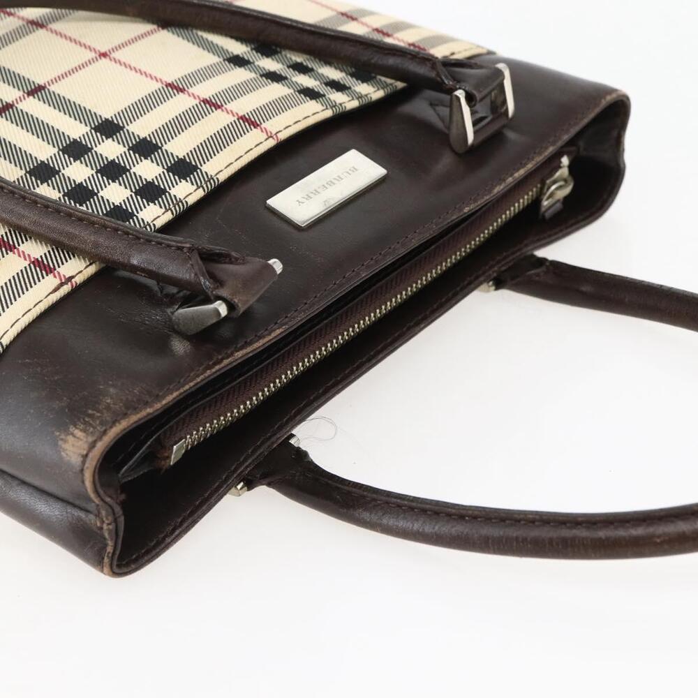 BURBERRY Nova Check Hand Bag Canvas Beige Gold Auth BA6325 - Picture 6 of 16